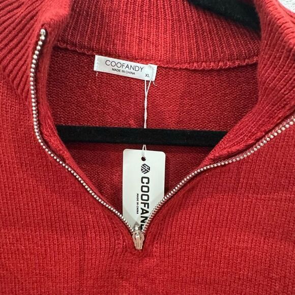 Coofandy red stripe sweater size XL - Picture 3 of 7